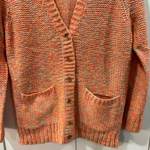 FOREVER 21 Women’s Multicolor Button Down Knit Cardigan - pink / orange, size S - Picture 2 of 4